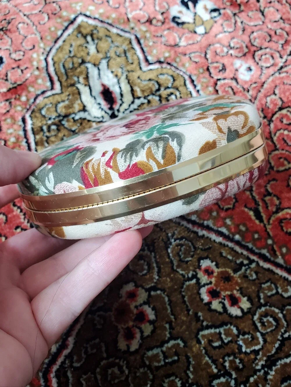 Vintage Floral Fabric Heart Shaped Jewelry Box